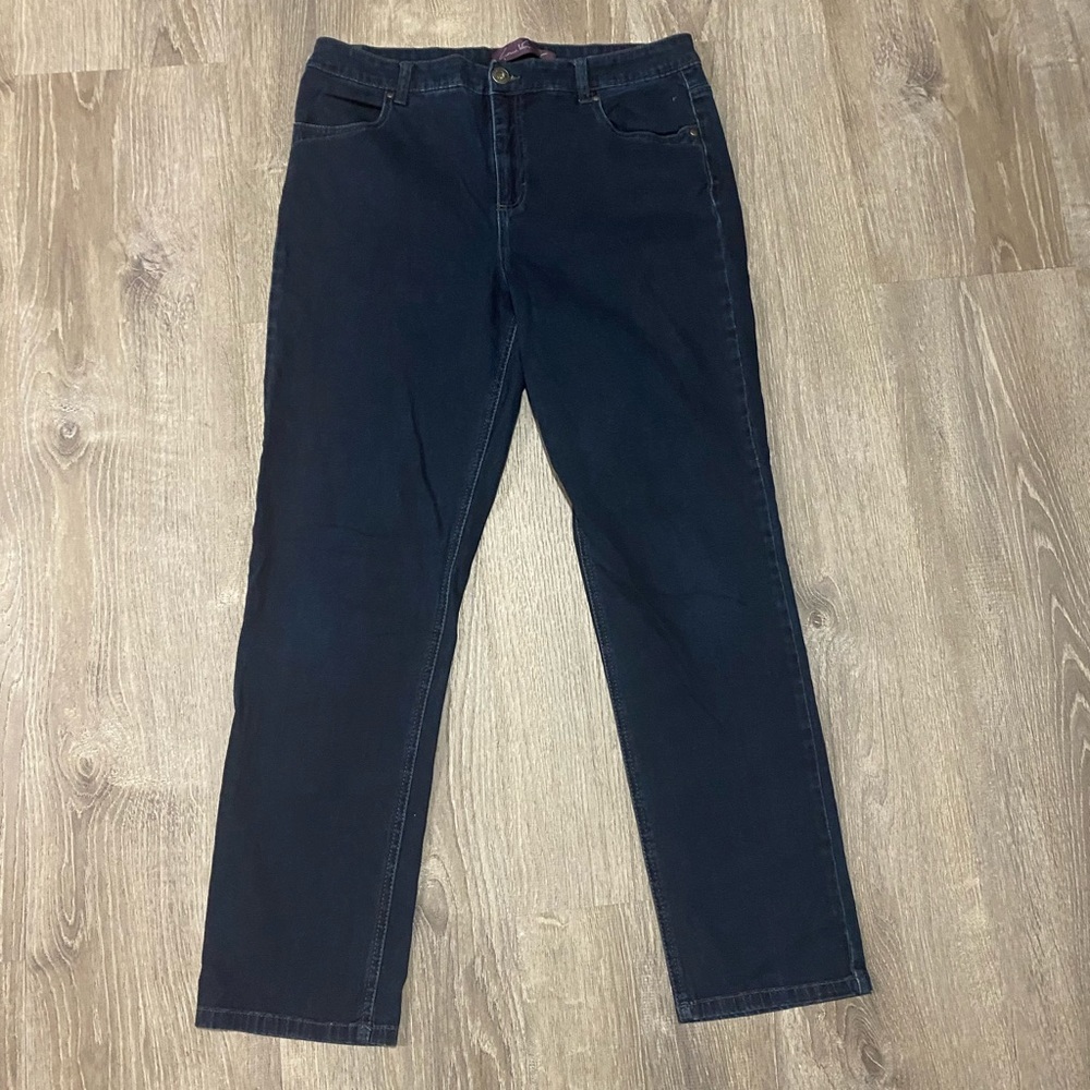 Gloria Vanderbilt Amanda Dark Wash Jeans Size 14 Stretch Straight Leg Denim - Picture 2 of 8
